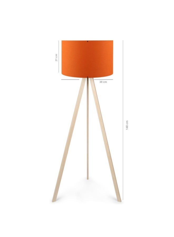 Orange Wooden Tripod Floor Lamp – 140 cm Modern Minimal Standing Light for Living Room, Bedroom & Office - Image 2